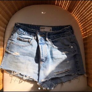 medium wash denim shorts